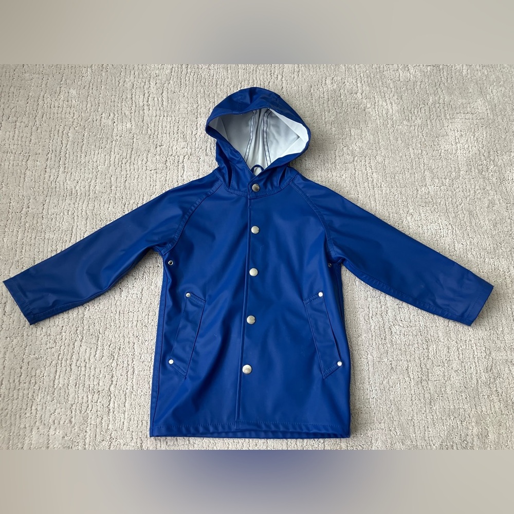 Primary Blue Hooded Raincoat for Kids